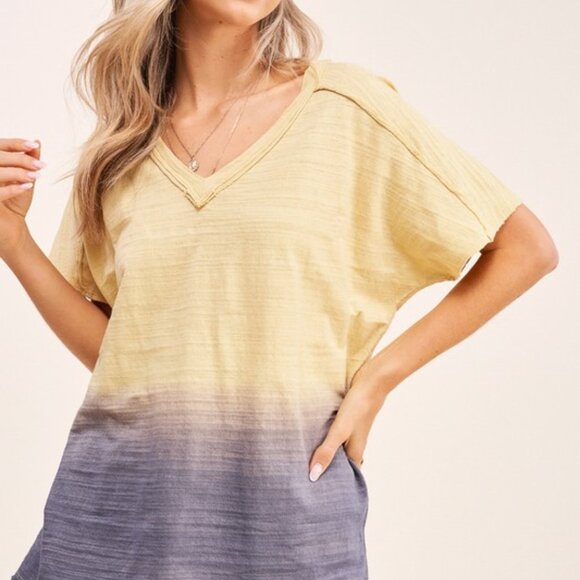 Peony Lemon Dip-Dye Top - Picture 2 of 6